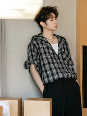 Plaid Short-Sleeve Casual Shirt