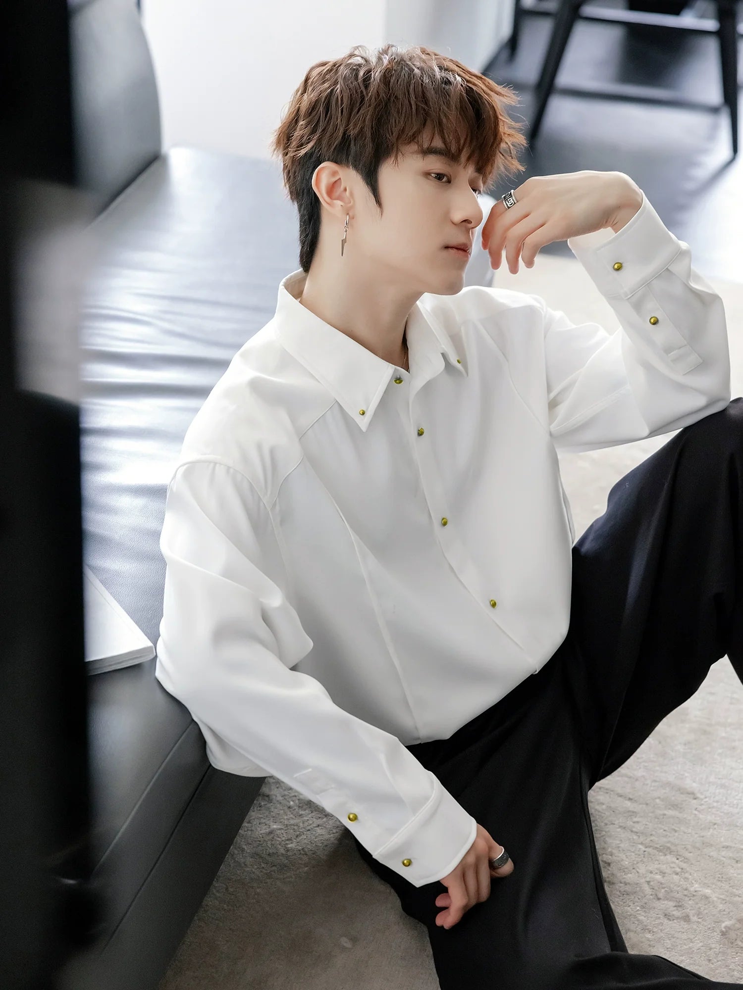 Basic Long-Sleeve Button-Up Shirt
