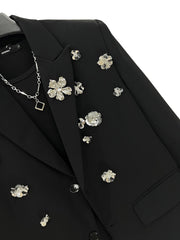 Rose Embellishments Loose Fit Suit Jacket