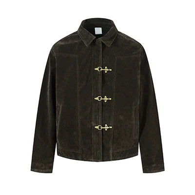 Toggle Closure Suede Cropped Jacket