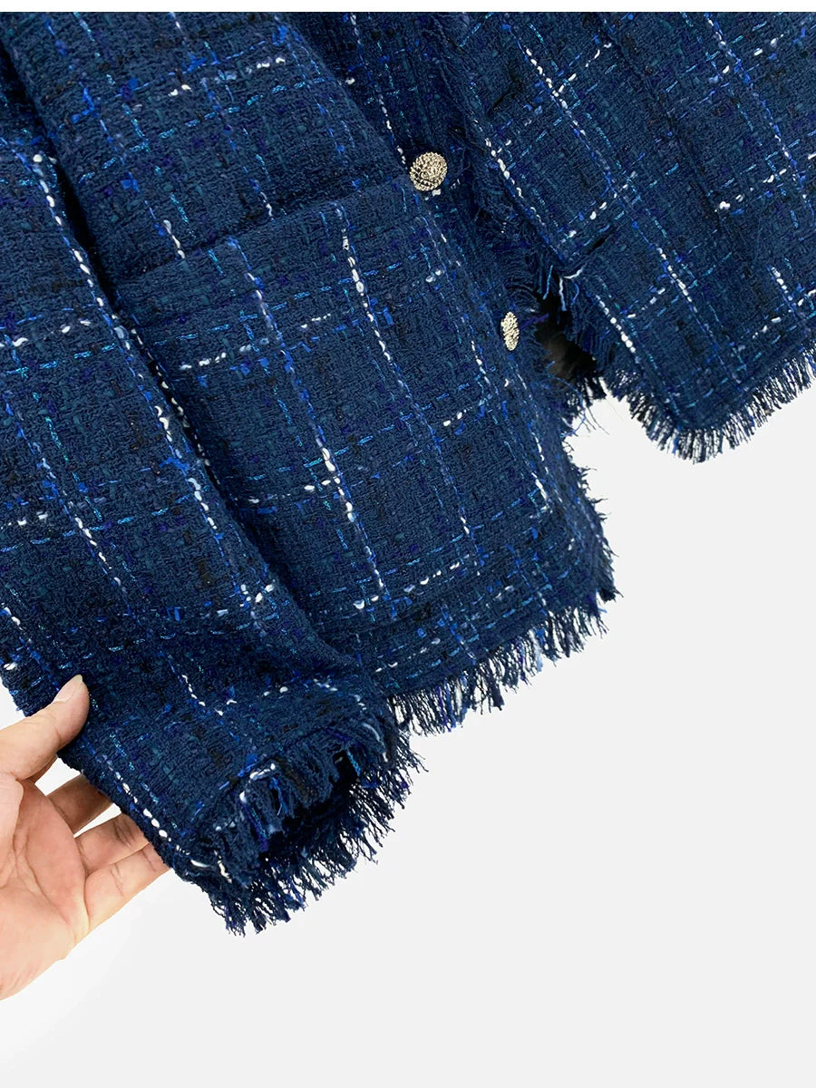 Plaid Tweed Raw Edge Jacket