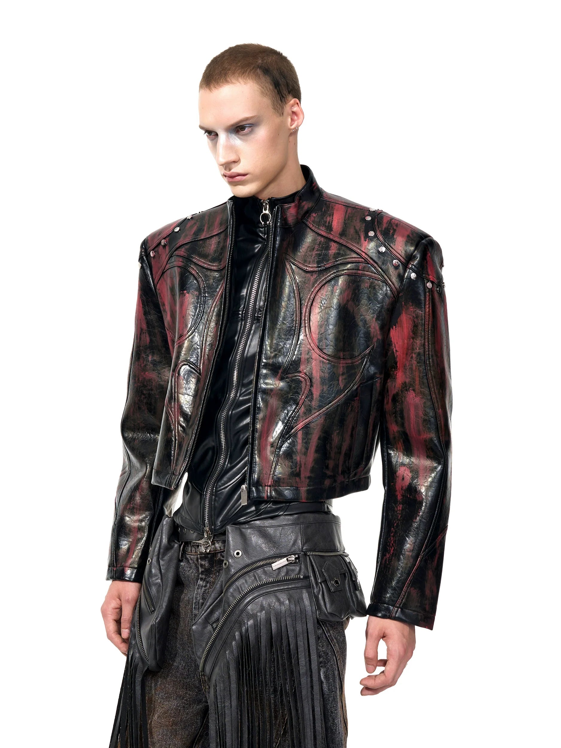 Stand Collar Leather Motorcycle Jacket