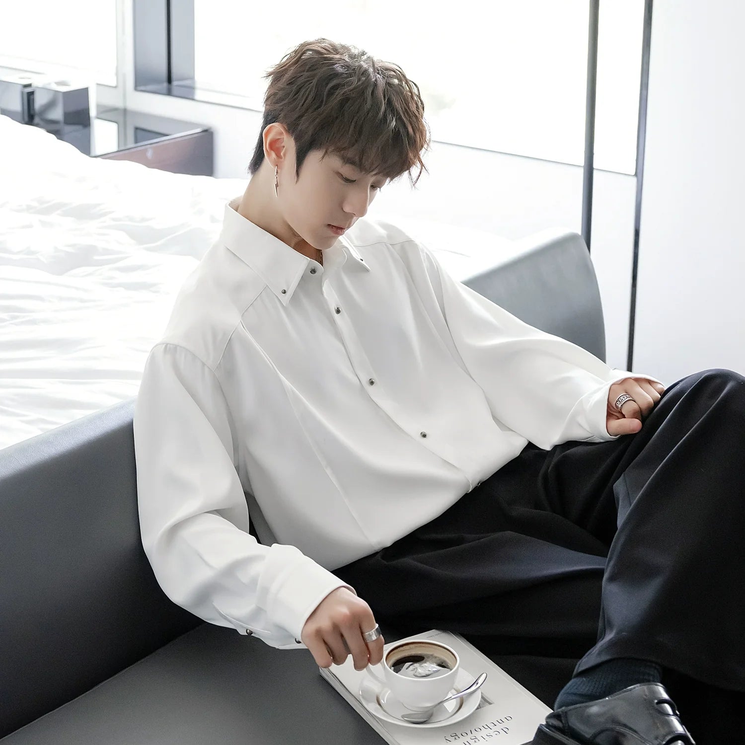 Basic Long-Sleeve Button-Up Shirt