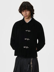 Toggle Closure Suede Cropped Jacket