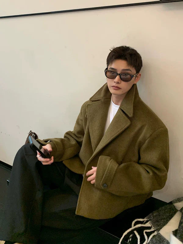 Oversized Wool Short Lapel Jacket