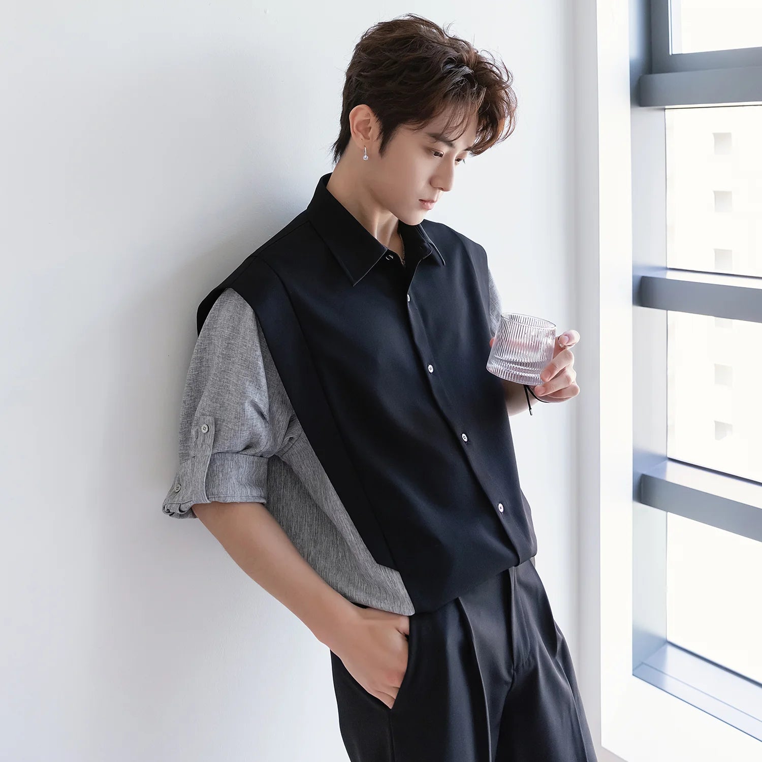 Colorblock Button-Down Shirt