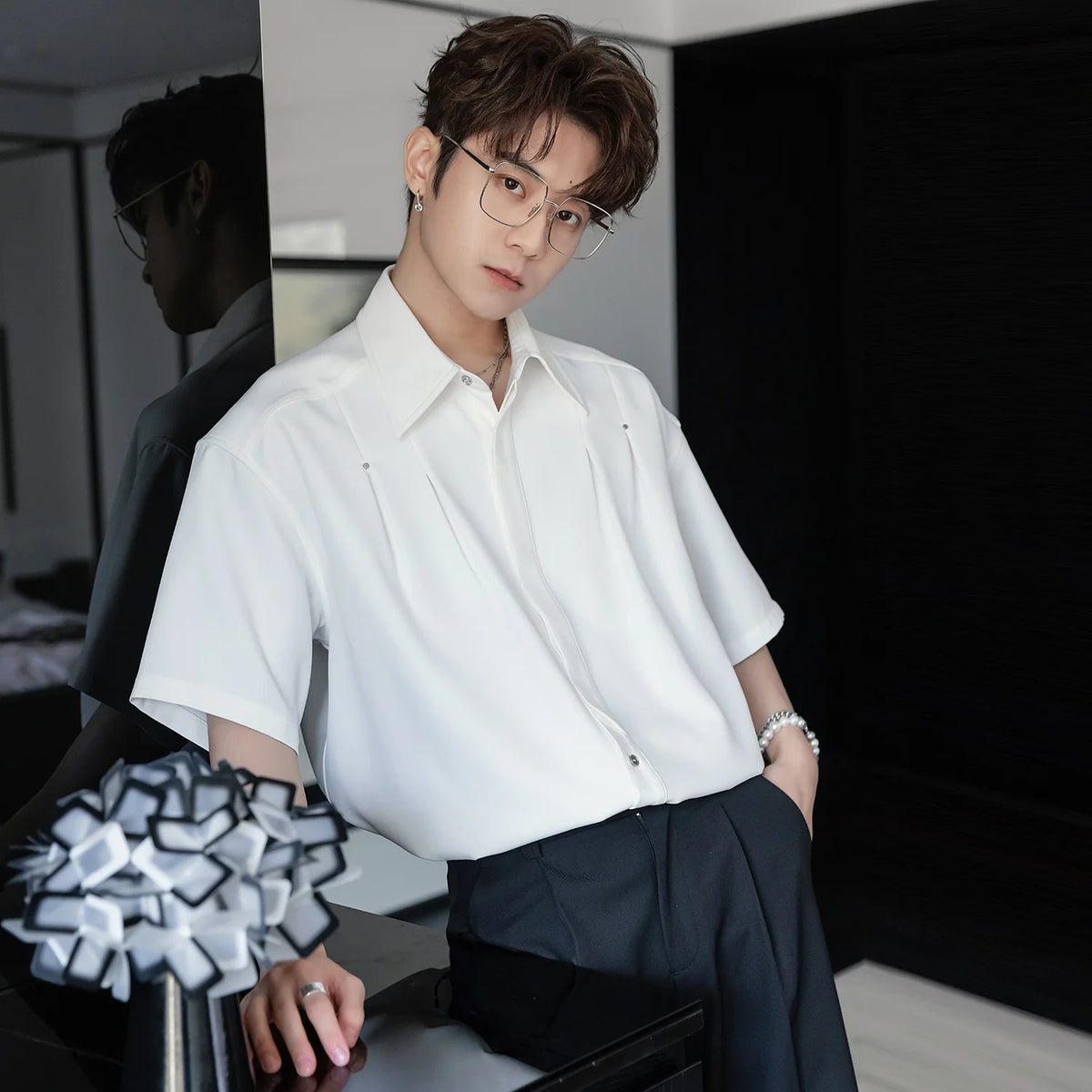 Short-Sleeve Business Lapel Shirt