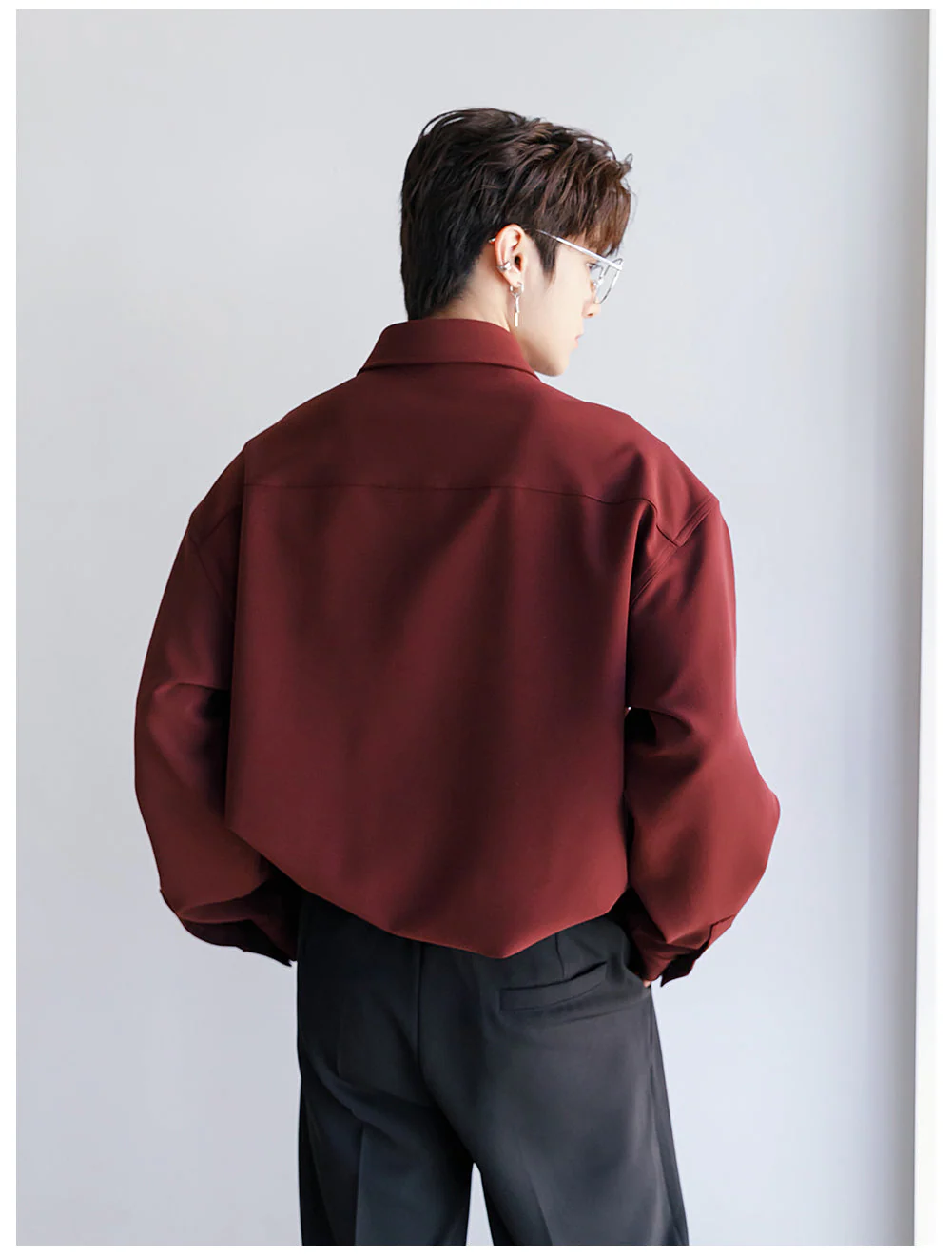 Solid Color Button-Down Shirt