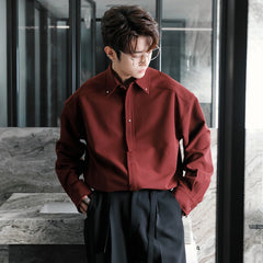 Solid Color Button-Down Shirt