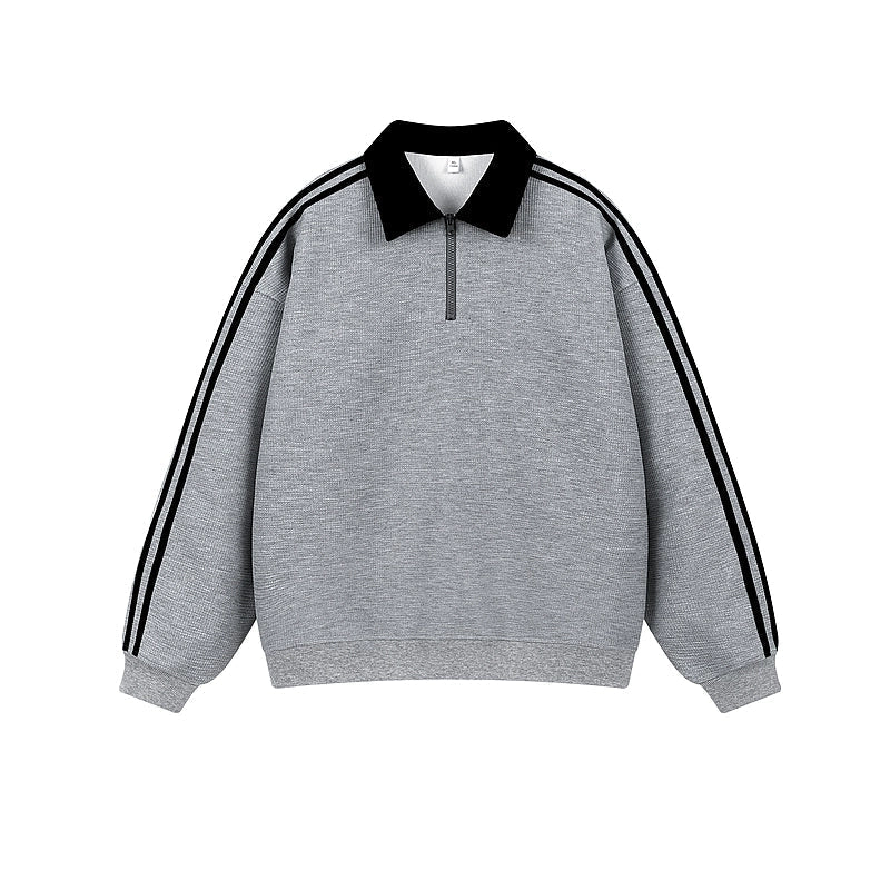 Half-Zip Three-Stripe Polo Sweatshirt