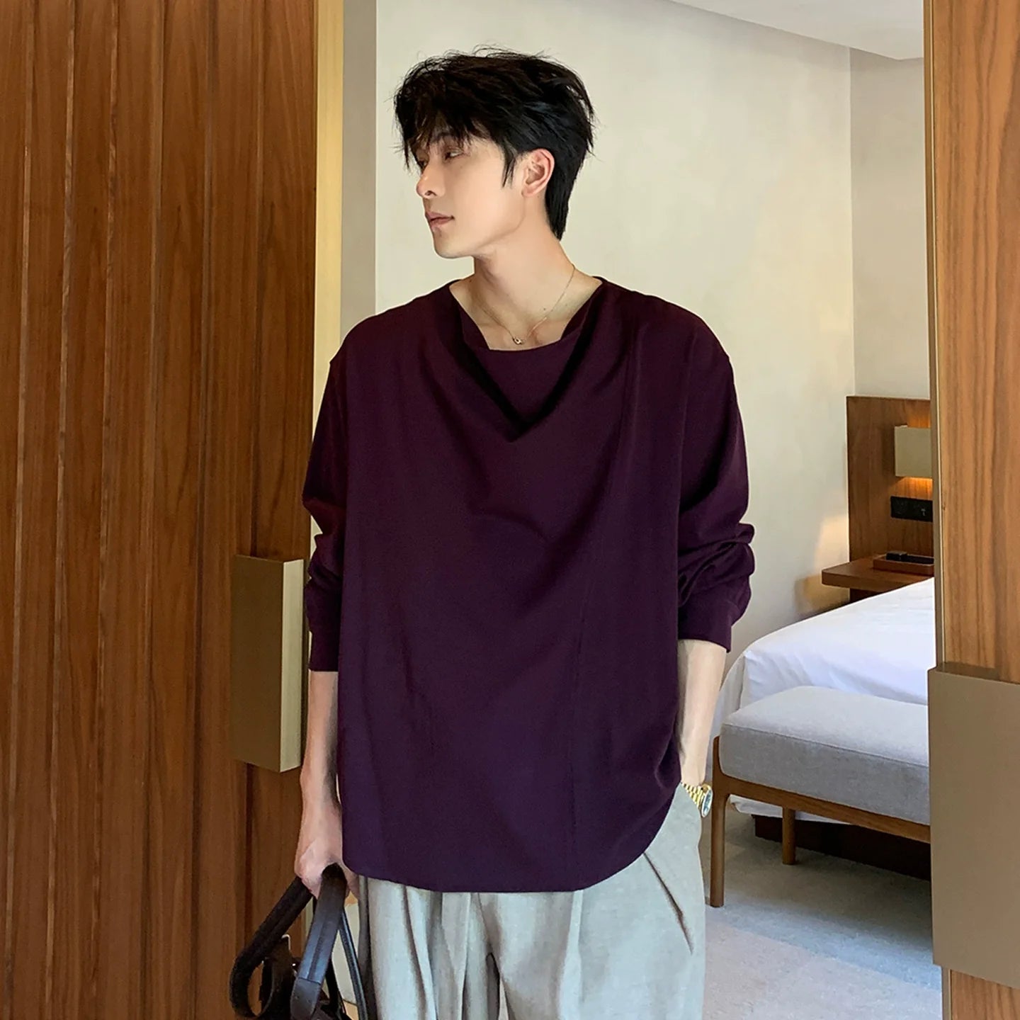 Long Sleeve Draped Pullover