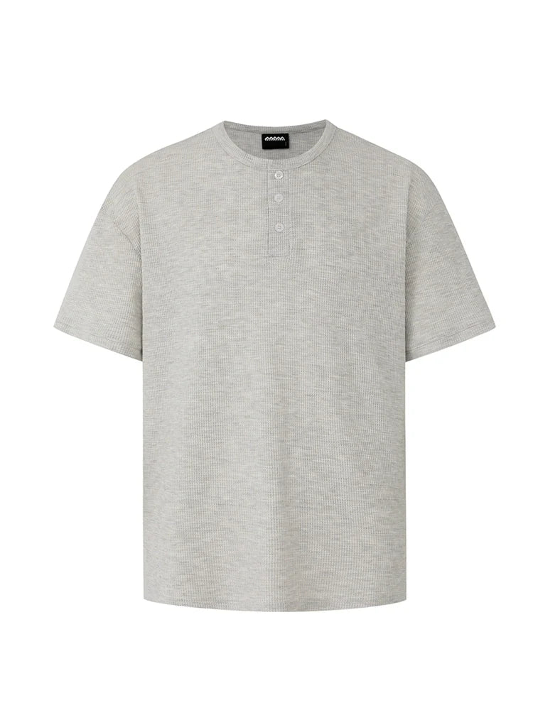 Henry Collar Ribbed Short Sleeve Pullover