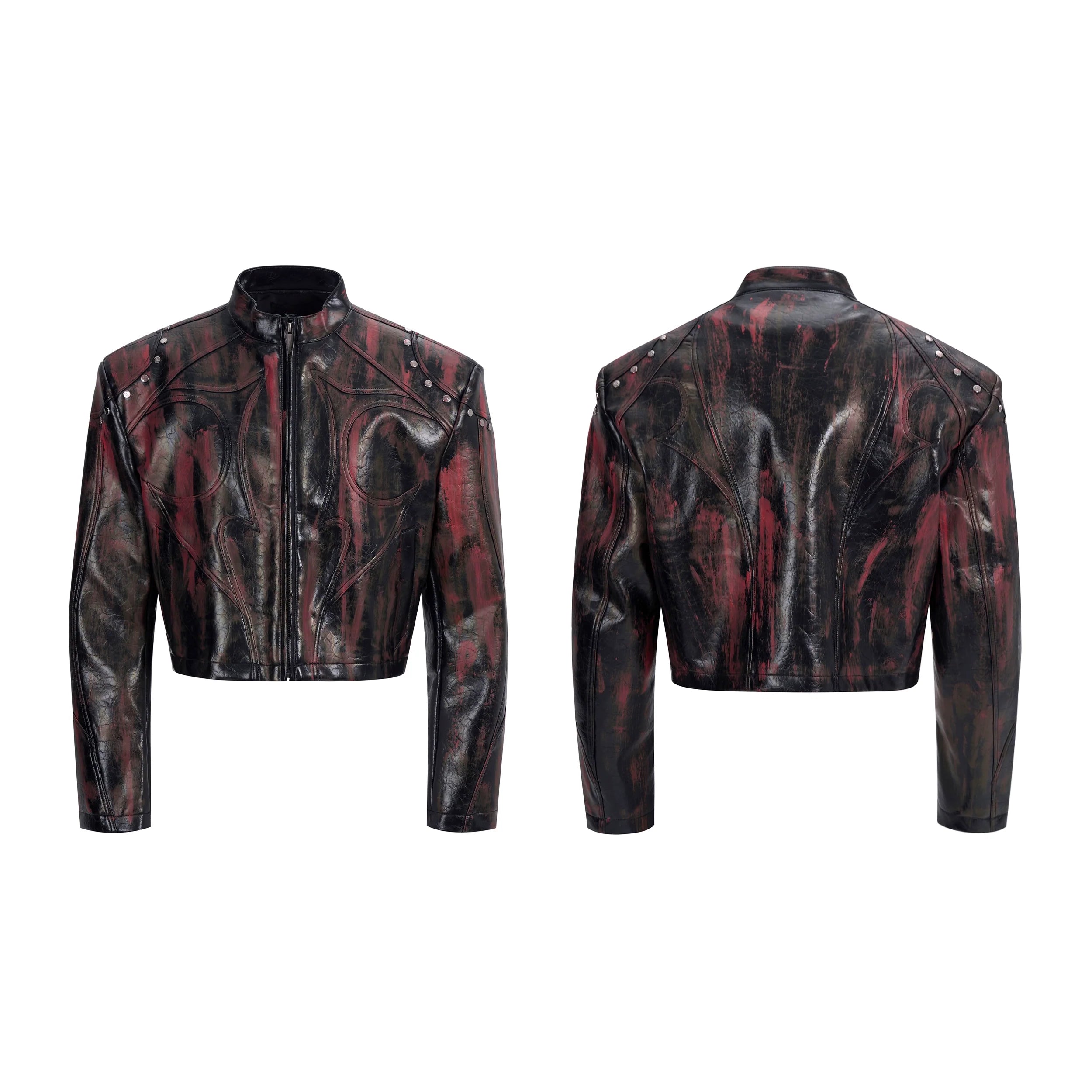 Stand Collar Leather Motorcycle Jacket