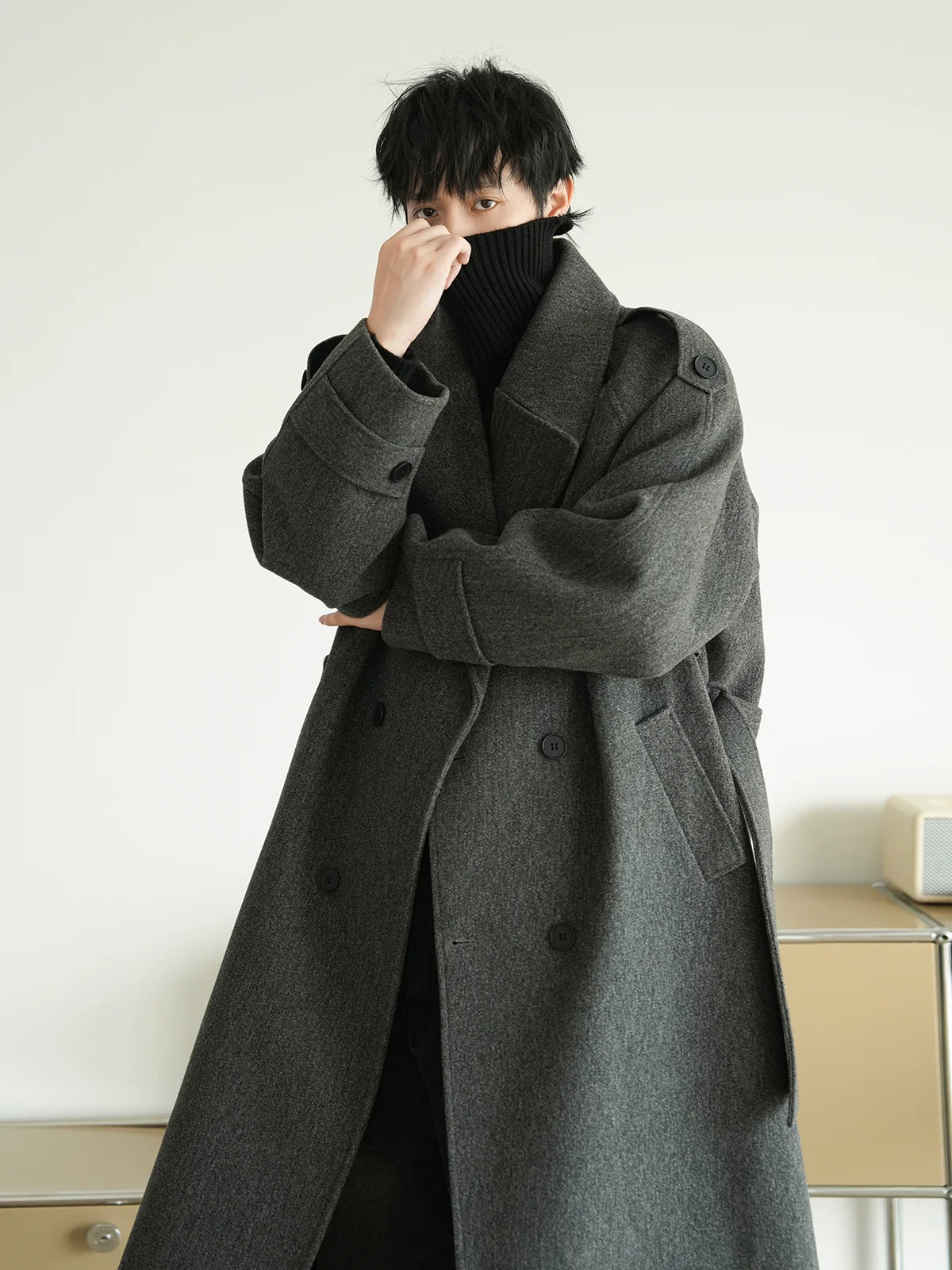 Loose Fit Mid-Length Woolen Coat