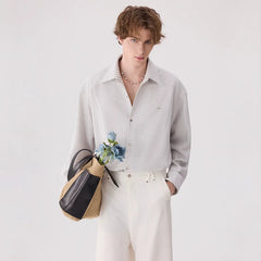 Linen Blend Striped Collar Button Shirt