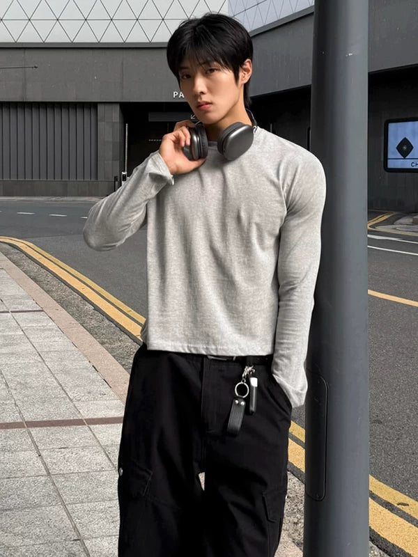 Slim Fit Crew Neck Long Sleeve Pullover