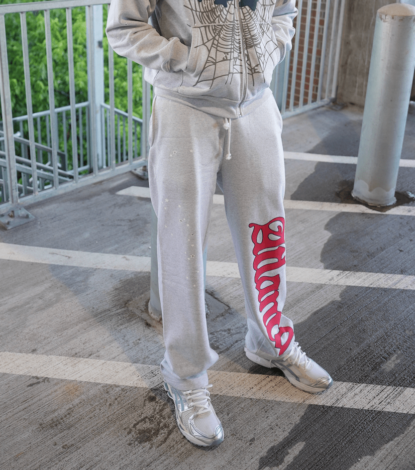 Sp5der Atlanta Wide Leg Sweatpants Heather Grey