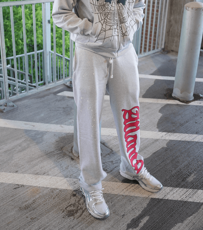 Sp5der Atlanta Wide Leg Sweatpants Heather Grey Main Image