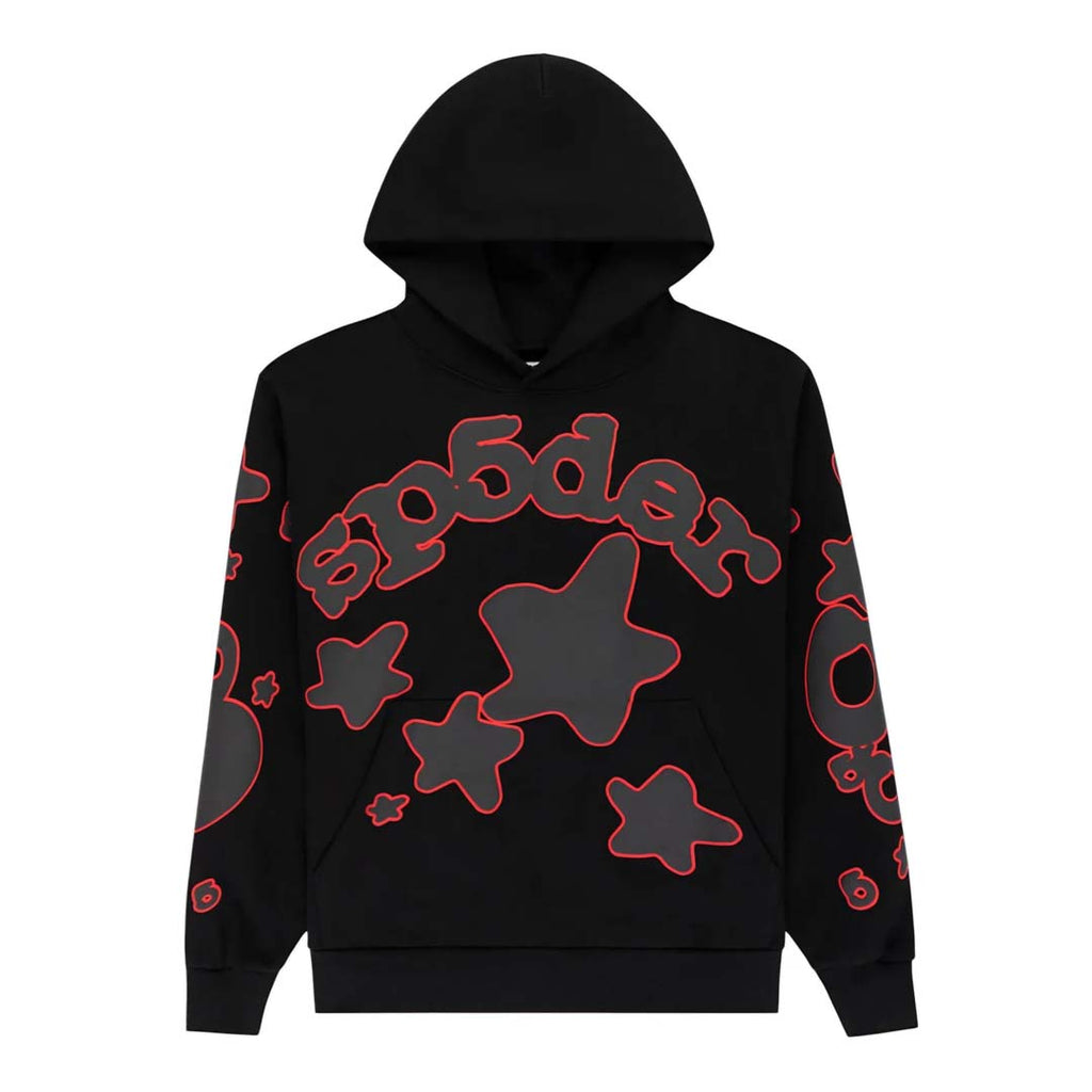 Sp5der Beluga Outline Hoodie Black Red