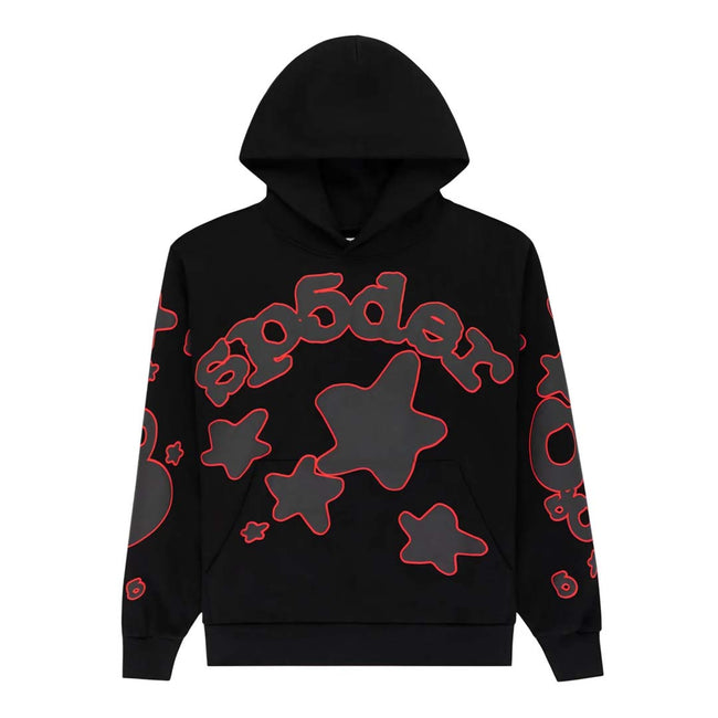 Sp5der Beluga Outline Hoodie Black Red Hover Image