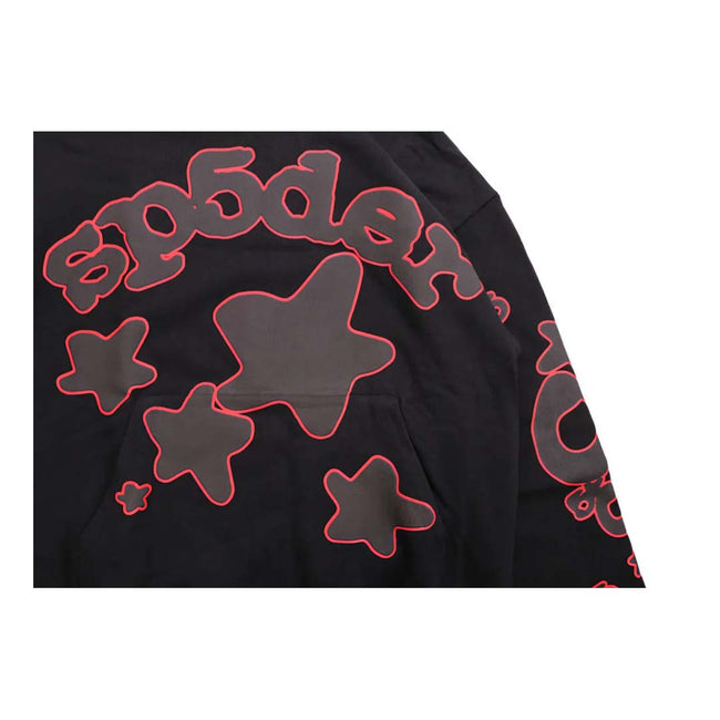 Sp5der Beluga Outline Hoodie Black Red Main Image