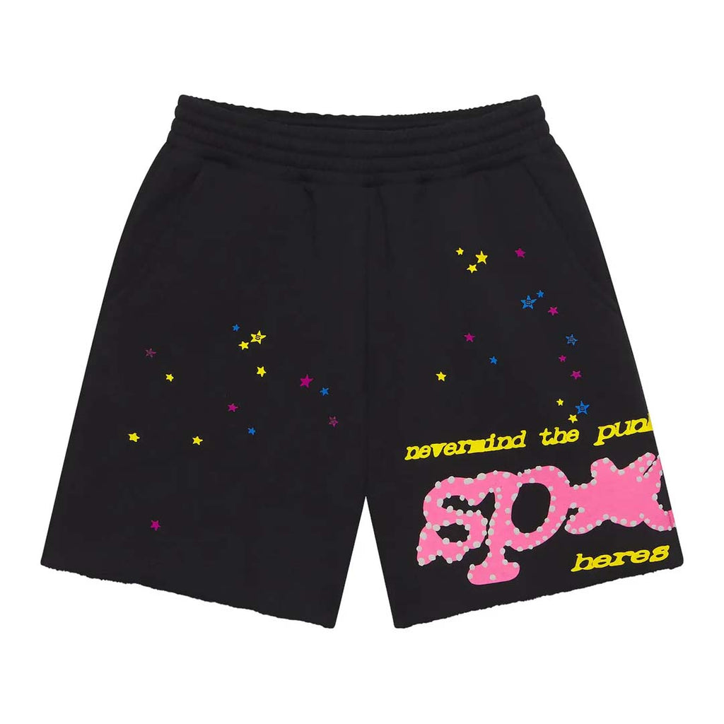 Sp5der Black P*nk V2 Sweat Shorts