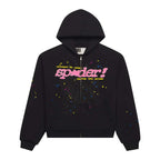 Sp5der Black P*nk V2 Zip Up Hoodie