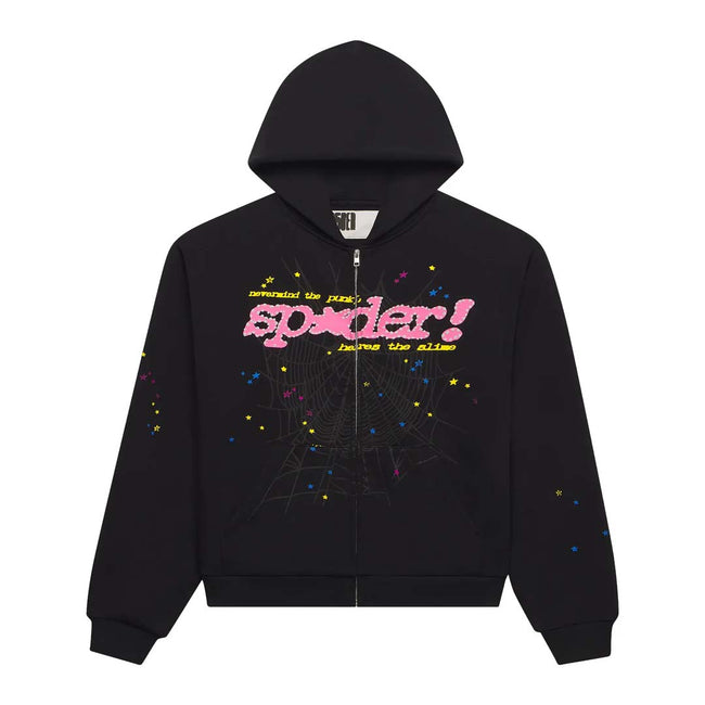 Sp5der Black P*nk V2 Zip Up Hoodie Hover Image