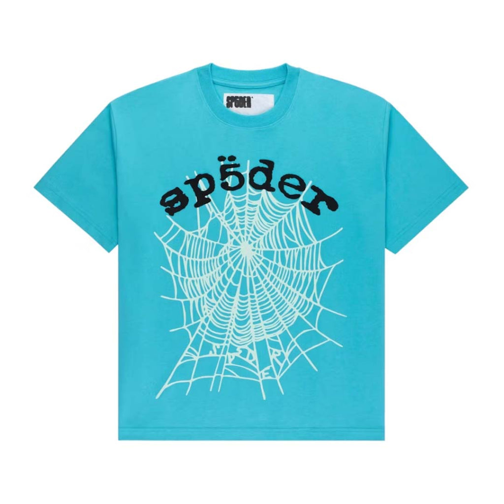 Sp5der Cyan OG Web V2 Tee