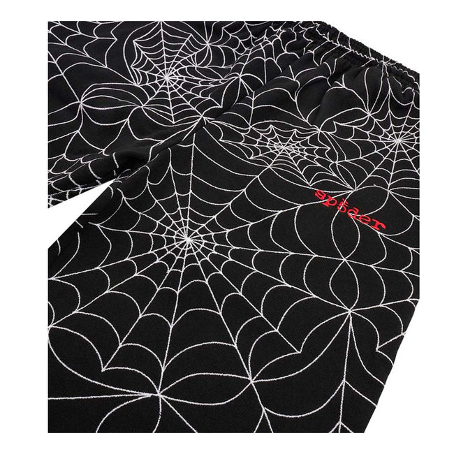 Sp5der Embroidered Black AOP Sweatpants Main Image