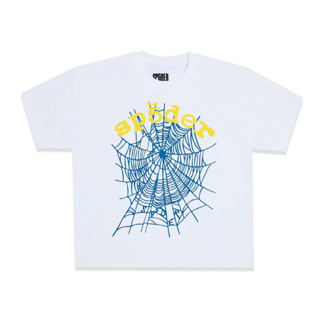 Sp5der OG Logo V2 White Blue Yellow Tee Hover Image