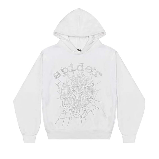 Sp5der OG White Web Rhinestone Hoodie Hover Image