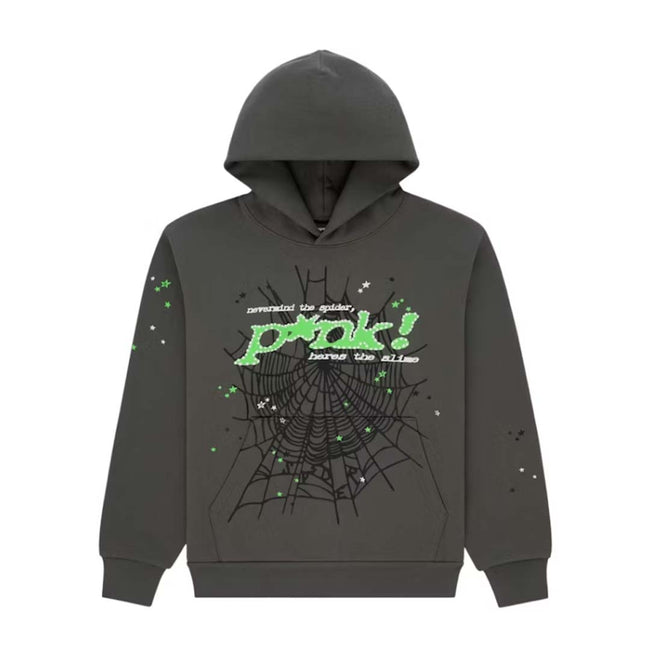 Sp5der Punk V2 Slate Grey Green Hoodie Hover Image