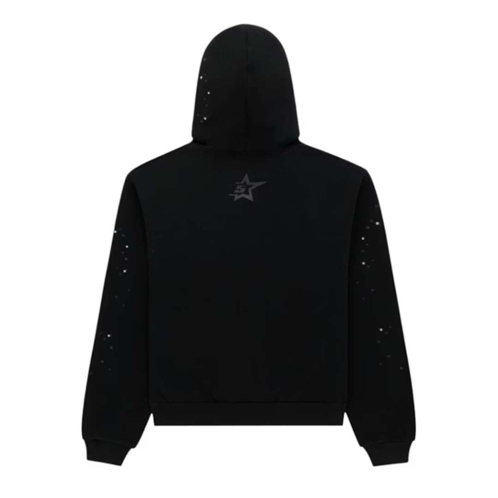 Sp5der Rhinestone P*nk V2 Triple Black Hoodie