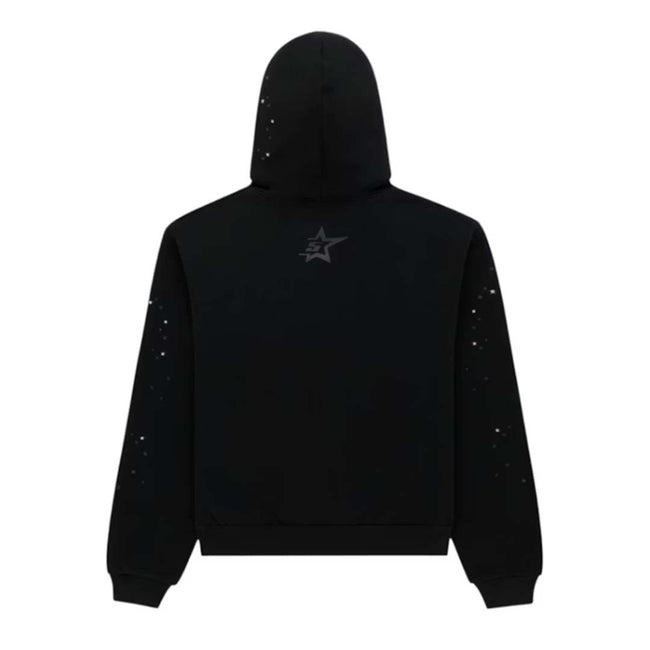 Sp5der Rhinestone P*nk V2 Triple Black Hoodie Main Image