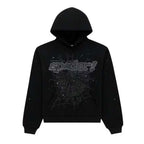 Sp5der Rhinestone P*nk V2 Triple Black Hoodie