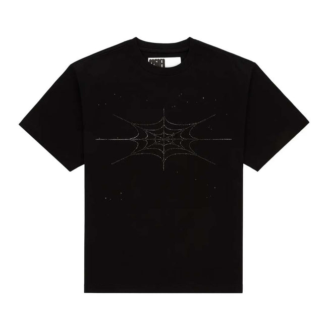 Sp5der Rhinestone Silk Web Tee Black Hover Image