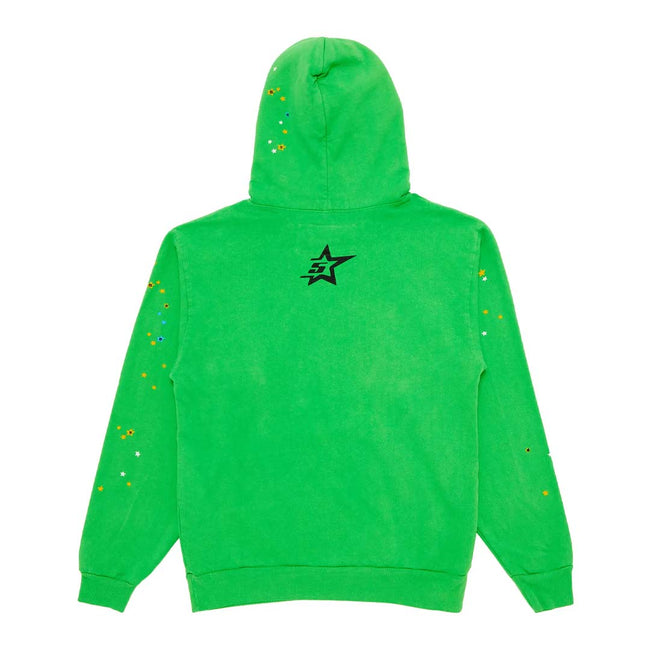 Sp5der Slime Green Rhinestone Punk V2 Hoodie Main Image
