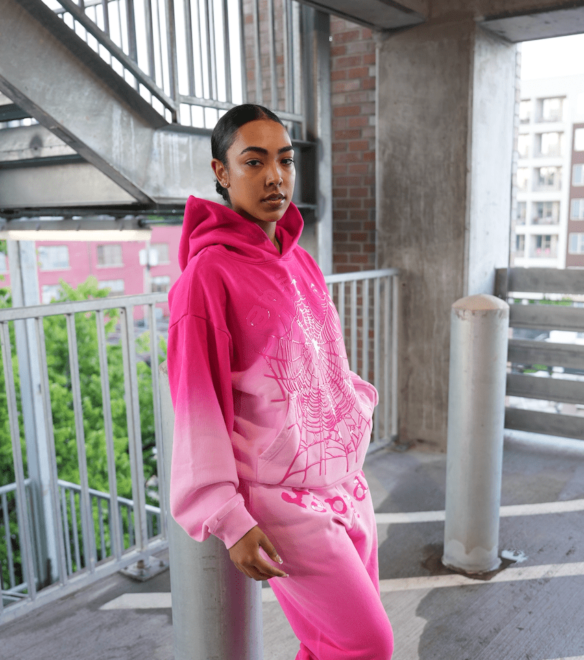 Sp5der Web Ombre Hoodie Pink
