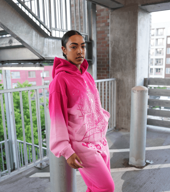 Sp5der Web Ombre Hoodie Pink Main Image