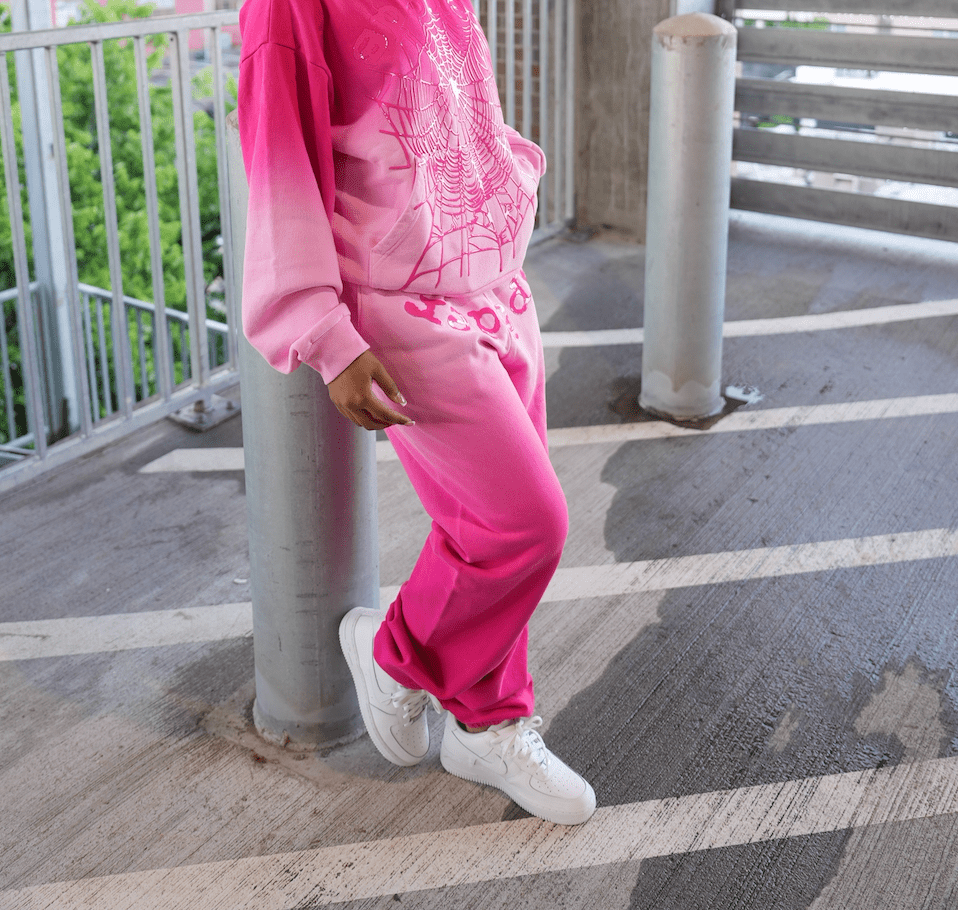 Sp5der Web Ombre Sweatpants Pink