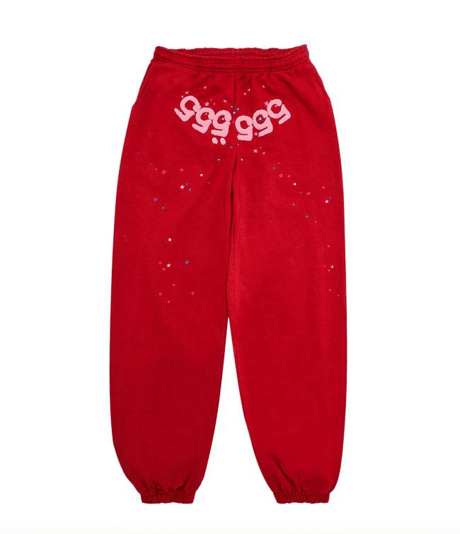 Sp5der Worldwide 555 Angel Sweatpants Red Hover Image